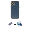 MARSİLYAN™- iPhone 12 Pro Kılıf Ahenk Işık - Siyah 3D Antistatik Seramik Nano Ekran Koruyucu + Metal Kamera Lens Koruma Cam - GD