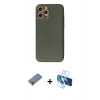 MARSİLYAN™- iPhone 12 Pro Kılıf Ahenk Işık - Siyah 3D Antistatik Seramik Nano Ekran Koruyucu + Metal Kamera Lens Koruma Cam - MR