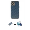 MARSİLYAN™- iPhone 12 Pro Kılıf Ahenk Işık - Siyah 3D Antistatik Seramik Nano Ekran Koruyucu + Metal Kamera Lens Koruma Cam - MR