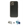 MARSİLYAN™- iPhone 12 Pro Kılıf Ahenk Işık - Siyah 3D Antistatik Seramik Nano Ekran Koruyucu + Rainbow Kamera Lens Koruma Cam - GD