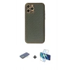 MARSİLYAN™- iPhone 12 Pro Kılıf Ahenk Işık - Siyah 3D Antistatik Seramik Nano Ekran Koruyucu + Renkli Kamera Lens Koruma Cam - YL