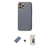 MARSİLYAN™- iPhone 12 Pro Kılıf Ahenk Işık - Siyah 6D Mat Seramik Hayalet Nano Ekran Koruyucu + Metal Kamera Lens Koruma Cam - AKYL