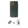 MARSİLYAN™- iPhone 12 Pro Kılıf Ahenk Işık - Siyah 6D Mat Seramik Hayalet Nano Ekran Koruyucu + Metal Kamera Lens Koruma Cam - AKYL