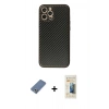 MARSİLYAN™- iPhone 12 Pro Kılıf Ahenk Işık - Siyah 6D Mat Seramik Hayalet Nano Ekran Koruyucu + Metal Kamera Lens Koruma Cam - AKYL