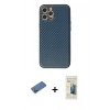 MARSİLYAN™- iPhone 12 Pro Kılıf Ahenk Işık - Siyah 6D Mat Seramik Hayalet Nano Ekran Koruyucu + Shine Kamera Lens Koruma Cam - GD