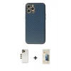 MARSİLYAN™- iPhone 12 Pro Kılıf Ahenk Işık - Siyah 6D Mat Seramik Hayalet Nano Ekran Koruyucu + Shine Kamera Lens - GD