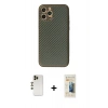 MARSİLYAN™- iPhone 12 Pro Kılıf Ahenk Işık - Siyah 6D Mat Seramik Hayalet Nano Ekran Koruyucu + Shine Kamera Lens - GD