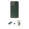 MARSİLYAN™- iPhone 12 Pro Kılıf Ahenk Işık - Siyah 6D Mat Seramik Hayalet Nano Ekran Koruyucu + Shine Kamera Lens Koruma Cam - GD
