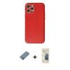 MARSİLYAN™- iPhone 12 Pro Kılıf Ahenk Işık - Siyah 6D Mat Seramik Hayalet Nano Ekran Koruyucu + Gümüş Metal Kamera Lens Koruma Cam