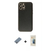 MARSİLYAN™- iPhone 12 Pro Kılıf Ahenk Işık - Siyah 6D Mat Seramik Hayalet Nano Ekran Koruyucu + Gümüş Metal Kamera Lens Koruma Cam