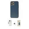 MARSİLYAN™- iPhone 12 Pro Kılıf Ahenk Işık - Siyah 6D Mat Seramik Hayalet Nano Ekran Koruyucu + Shine Kamera Lens - GS