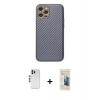 MARSİLYAN™- iPhone 12 Pro Kılıf Ahenk Işık - Siyah 6D Mat Seramik Hayalet Nano Ekran Koruyucu + Shine Kamera Lens - GS
