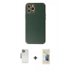 MARSİLYAN™- iPhone 12 Pro Kılıf Ahenk Işık - Siyah 6D Mat Seramik Hayalet Nano Ekran Koruyucu + Shine Kamera Lens - GS