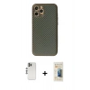 MARSİLYAN™- iPhone 12 Pro Kılıf Ahenk Işık - Siyah 6D Mat Seramik Hayalet Nano Ekran Koruyucu + Shine Kamera Lens - GS