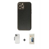 MARSİLYAN™- iPhone 12 Pro Kılıf Ahenk Işık - Siyah 6D Mat Seramik Hayalet Nano Ekran Koruyucu + Shine Kamera Lens - GS