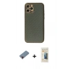 MARSİLYAN™- iPhone 12 Pro Kılıf Ahenk Işık - Siyah 6D Mat Seramik Hayalet Nano Ekran Koruyucu + Metal Kamera Lens Koruma Cam - KI