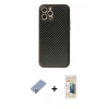 MARSİLYAN™- iPhone 12 Pro Kılıf Ahenk Işık - Siyah 6D Mat Seramik Hayalet Nano Ekran Koruyucu + Metal Kamera Lens Koruma Cam - KUYL