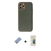 MARSİLYAN™- iPhone 12 Pro Kılıf Ahenk Işık - Siyah 6D Mat Seramik Hayalet Nano Ekran Koruyucu + Metal Kamera Lens Koruma Cam - KUYL