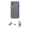 MARSİLYAN™- iPhone 12 Pro Kılıf Ahenk Işık - Siyah 6D Mat Seramik Hayalet Nano Ekran Koruyucu + Metal Kamera Lens Koruma Cam - KUYL