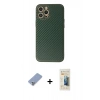MARSİLYAN™- iPhone 12 Pro Kılıf Ahenk Işık - Siyah 6D Mat Seramik Hayalet Nano Ekran Koruyucu + Metal Kamera Lens Koruma Cam - KUYL