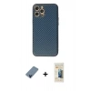 MARSİLYAN™- iPhone 12 Pro Kılıf Ahenk Işık - Siyah 6D Mat Seramik Hayalet Nano Ekran Koruyucu + Metal Kamera Lens Koruma Cam - MI