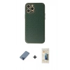 MARSİLYAN™- iPhone 12 Pro Kılıf Ahenk Işık - Siyah 6D Mat Seramik Hayalet Nano Ekran Koruyucu + Metal Kamera Lens Koruma Cam - MI