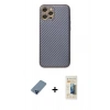 MARSİLYAN™- iPhone 12 Pro Kılıf Ahenk Işık - Siyah 6D Mat Seramik Hayalet Nano Ekran Koruyucu + Metal Kamera Lens Koruma Cam - MI