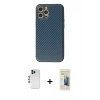 MARSİLYAN™- iPhone 12 Pro Kılıf Ahenk Işık - Siyah 6D Mat Seramik Hayalet Nano Ekran Koruyucu + Shine Kamera Lens - MI