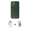 MARSİLYAN™- iPhone 12 Pro Kılıf Ahenk Işık - Siyah 6D Mat Seramik Hayalet Nano Ekran Koruyucu + Shine Kamera Lens - MI