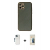 MARSİLYAN™- iPhone 12 Pro Kılıf Ahenk Işık - Siyah 6D Mat Seramik Hayalet Nano Ekran Koruyucu + Shine Kamera Lens - MI