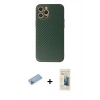 MARSİLYAN™- iPhone 12 Pro Kılıf Ahenk Işık - Siyah 6D Mat Seramik Hayalet Nano Ekran Koruyucu + Mavi Shine Kamera Lens Koruma Cam