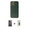 MARSİLYAN™- iPhone 12 Pro Kılıf Ahenk Işık - Siyah 6D Mat Seramik Hayalet Nano Ekran Koruyucu + Neon Fosforlu Kamera Lens - YL
