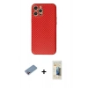 MARSİLYAN™- iPhone 12 Pro Kılıf Ahenk Işık - Siyah 6D Mat Seramik Hayalet Nano Ekran Koruyucu + Pembe Shine Kamera Lens Koruma Cam