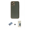 MARSİLYAN™- iPhone 12 Pro Kılıf Ahenk Işık - Siyah 6D Mat Seramik Hayalet Nano Ekran Koruyucu + Pembe Shine Kamera Lens Koruma Cam