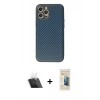 MARSİLYAN™- iPhone 12 Pro Kılıf Ahenk Işık - Siyah 6D Mat Seramik Hayalet Nano Ekran Koruyucu + Kamera Lens Koruma Cam - SF