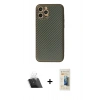 MARSİLYAN™- iPhone 12 Pro Kılıf Ahenk Işık - Siyah 6D Mat Seramik Hayalet Nano Ekran Koruyucu + Kamera Lens Koruma Cam - SF