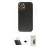 MARSİLYAN™- iPhone 12 Pro Kılıf Ahenk Işık - Siyah 6D Mat Seramik Hayalet Nano Ekran Koruyucu + Kamera Lens Koruma Cam - SF