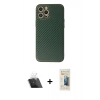 MARSİLYAN™- iPhone 12 Pro Kılıf Ahenk Işık - Siyah 6D Mat Seramik Hayalet Nano Ekran Koruyucu + Kamera Lens Koruma Cam - SF