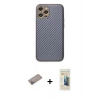 MARSİLYAN™- iPhone 12 Pro Kılıf Ahenk Işık - Siyah 6D Mat Seramik Hayalet Nano Ekran Koruyucu + Shine Kamera Lens Koruma Cam - SABE
