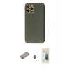 MARSİLYAN™- iPhone 12 Pro Kılıf Ahenk Işık - Siyah 6D Mat Seramik Hayalet Nano Ekran Koruyucu + Shine Kamera Lens Koruma Cam - SABE
