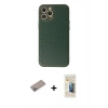 MARSİLYAN™- iPhone 12 Pro Kılıf Ahenk Işık - Siyah 6D Mat Seramik Hayalet Nano Ekran Koruyucu + Shine Kamera Lens Koruma Cam - SABE