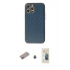 MARSİLYAN™- iPhone 12 Pro Kılıf Ahenk Işık - Siyah 6D Mat Seramik Hayalet Nano Ekran Koruyucu + Shine Kamera Lens Koruma Cam - SABE
