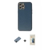 MARSİLYAN™- iPhone 12 Pro Kılıf Ahenk Işık - Siyah 6D Mat Seramik Hayalet Nano Ekran Koruyucu + Shine Kamera Lens Koruma Cam - SH