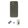MARSİLYAN™- iPhone 12 Pro Kılıf Ahenk Işık - Siyah 6D Mat Seramik Hayalet Nano Ekran Koruyucu + Shine Kamera Lens Koruma Cam - SH