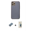 MARSİLYAN™- iPhone 12 Pro Kılıf Ahenk Işık - Siyah 6D Mat Seramik Hayalet Nano Ekran Koruyucu + Shine Kamera Lens Koruma Cam - SH