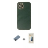 MARSİLYAN™- iPhone 12 Pro Kılıf Ahenk Işık - Siyah 6D Mat Seramik Hayalet Nano Ekran Koruyucu + Shine Kamera Lens Koruma Cam - SH