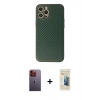 MARSİLYAN™- iPhone 12 Pro Kılıf Ahenk Işık - Siyah 6D Mat Seramik Hayalet Nano Ekran Koruyucu + Neon Fosforlu Kamera Lens - TU