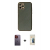 MARSİLYAN™- iPhone 12 Pro Kılıf Ahenk Işık - Siyah 6D Mat Seramik Hayalet Nano Ekran Koruyucu + Neon Fosforlu Kamera Lens - TU