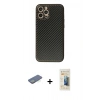 MARSİLYAN™- iPhone 12 Pro Kılıf Ahenk Işık - Siyah 6D Mat Seramik Hayalet Nano Ekran Koruyucu + Renkli Kamera Lens Koruma Cam - YL