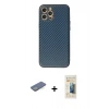 MARSİLYAN™- iPhone 12 Pro Kılıf Ahenk Işık - Siyah 6D Mat Seramik Hayalet Nano Ekran Koruyucu + Renkli Kamera Lens Koruma Cam - YL